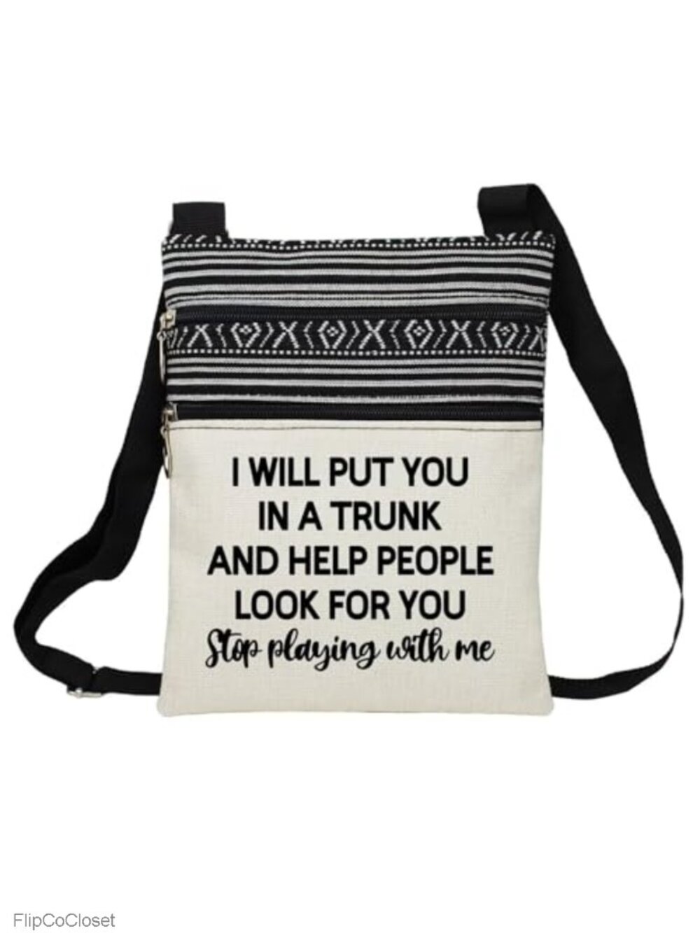 Polyester Crossbody Bag Adjustable Strap Zipper Ethnic Print Small Purse